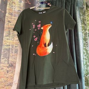 Green Shirt With Fox Print